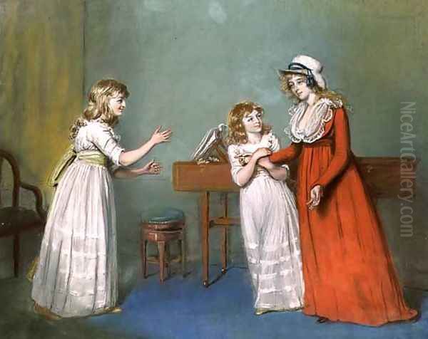 Mrs. Henderson, Mrs. Kendall and Mrs. Thompson, Daughters of Thomas Rowsby, Crome Hall, Malton, Yorkshire Oil Painting by John Raphael Smith