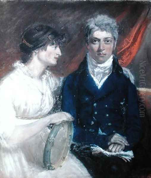 Portrait of Benjamin Thompson and his Wife, 1800 Oil Painting by John Raphael Smith