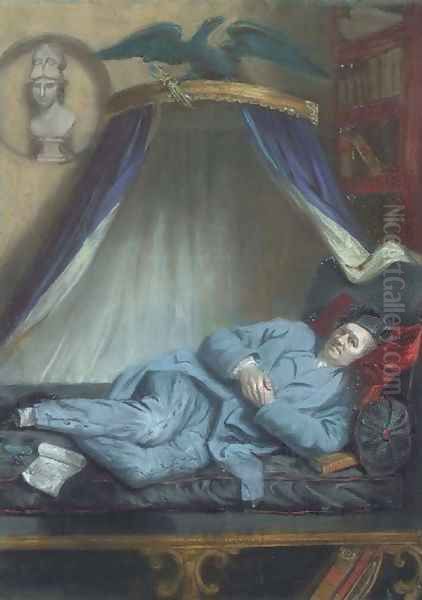 Portrait of John Horne Tooke (1736-1812), small full-length, in a black sleeping hat and blue suit, reclining on a bed Oil Painting by John Raphael Smith