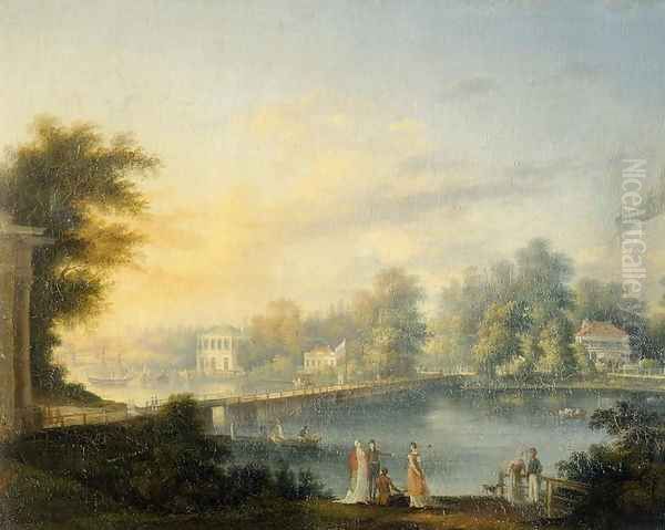 View of the Bolshaya Neva and the Stroganov Dacha, 1804 Oil Painting by Semen Fedorovich Shchedrin