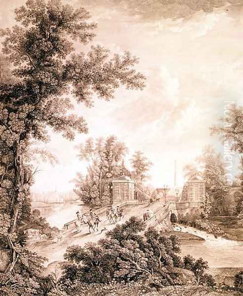 View of the Connetable Obelisk in Gatchina, engraved by Ivan Dmitrievich Telegin b.1779, c.1800 Oil Painting by Semen Fedorovich Shchedrin