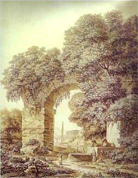 Landscape With Ruins 1799 Oil Painting by Semen Fedorovich Shchedrin