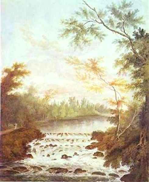 A Cascade In The Gatchina Park 1798 Oil Painting by Semen Fedorovich Shchedrin