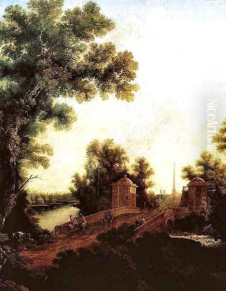 Stone Bridge in Gatchina near Constable Square Oil Painting by Semen Fedorovich Shchedrin