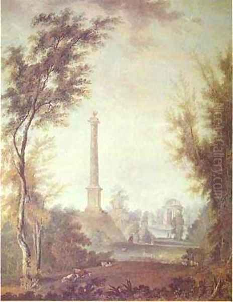 The Eagle Column At Gatchina 1798 Oil Painting by Semen Fedorovich Shchedrin