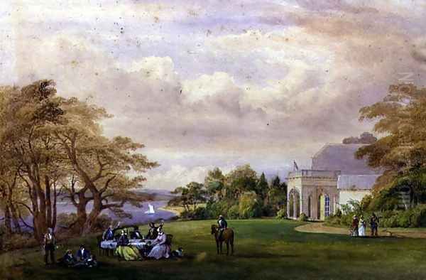 Group at the Cottage, Bournehill, 1858 Oil Painting by John Christian Schetky