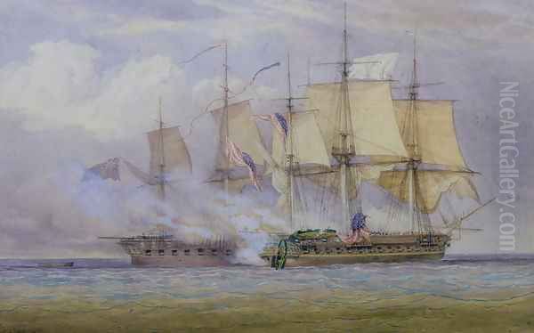 The Moment of Victory between HMS 'Shannon' and the American Ship Chesapeake on 1st June 1813, 1857 Oil Painting by John Christian Schetky