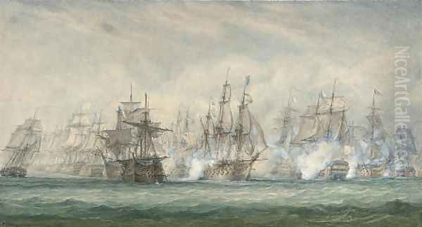 The battle of the Saintes, 12th April 1782 Oil Painting by John Christian Schetky