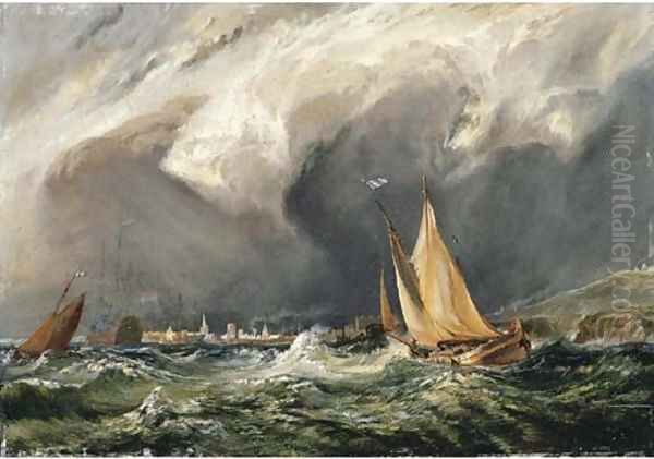 Squall off the Dutch coast Oil Painting by John Christian Schetky