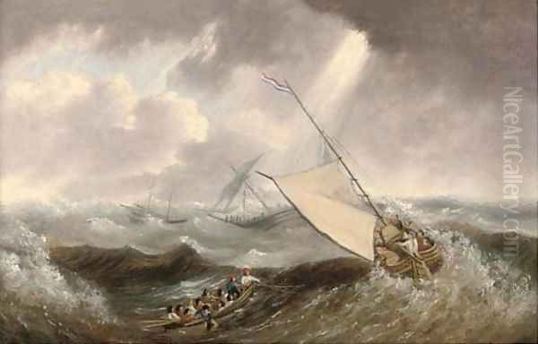 The rescue boat Oil Painting by John Christian Schetky