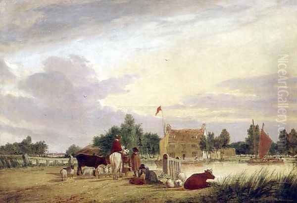 Buckenham Ferry Oil Painting by Alfred Stannard