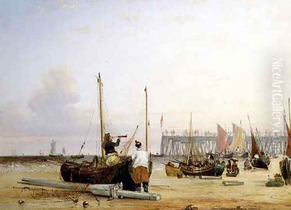 Yarmouth Jetty, Isle of Wight Oil Painting by Alfred Stannard