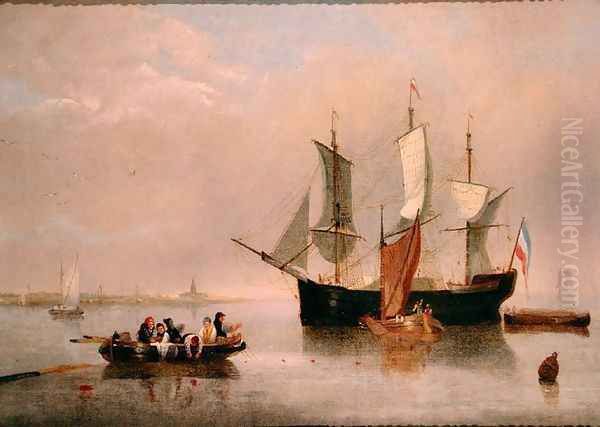 Dutch Coastal Scene, 1876 Oil Painting by Alfred Stannard