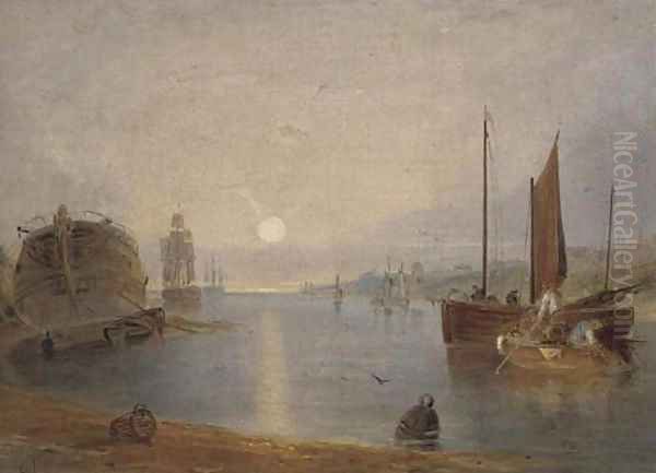 On the Yare at sunset Oil Painting by Alfred Stannard