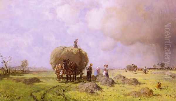 The Haystacks Oil Painting by Robert Schleich