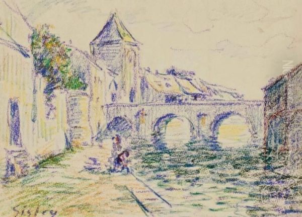 Vue De Moret-sur-loing Oil Painting by Alfred Sisley