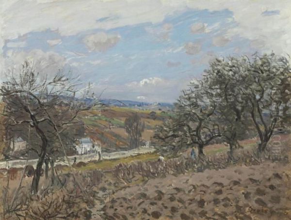 Bougival Oil Painting by Alfred Sisley