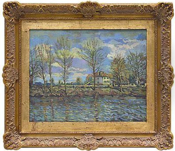 L'ile Dela Grande Jatte Oil Painting by Alfred Sisley