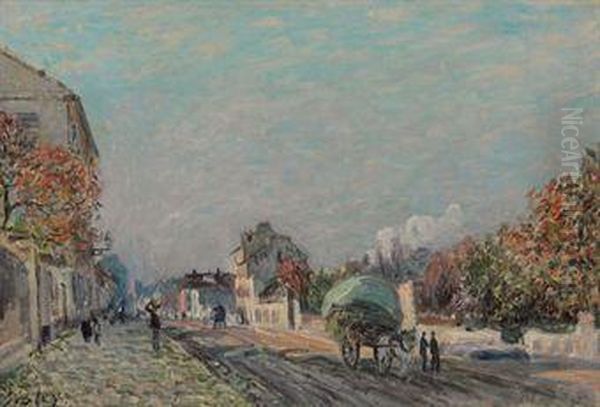 Une Rue A Marly Oil Painting by Alfred Sisley