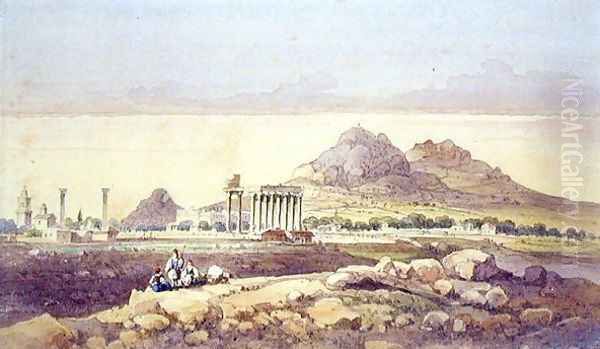 The Temple of Olympian Zeus, Athens Oil Painting by Joseph Schranz