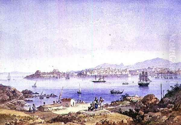 Corfu from the Island of Vidho, 1789 Oil Painting by Joseph Schranz