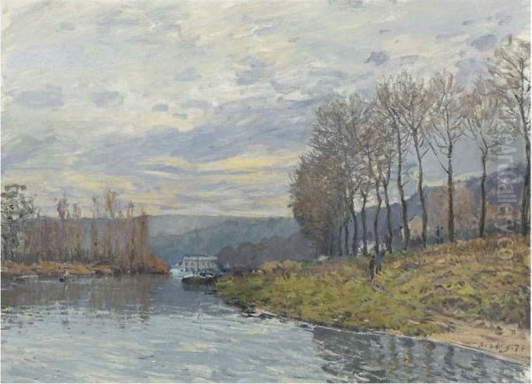 La Seine A Bougival Oil Painting by Alfred Sisley