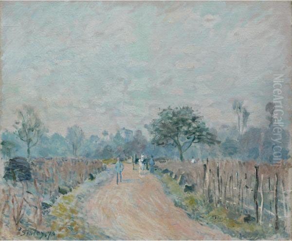 Chemin De Prunay A Bougival Oil Painting by Alfred Sisley