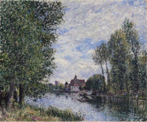 Ete A Moret Oil Painting by Alfred Sisley