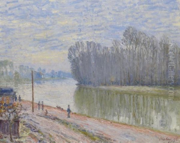 Canal Du Loing, Effet Du Matin Oil Painting by Alfred Sisley