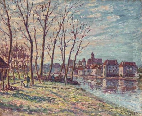 Vue De Moret Oil Painting by Alfred Sisley