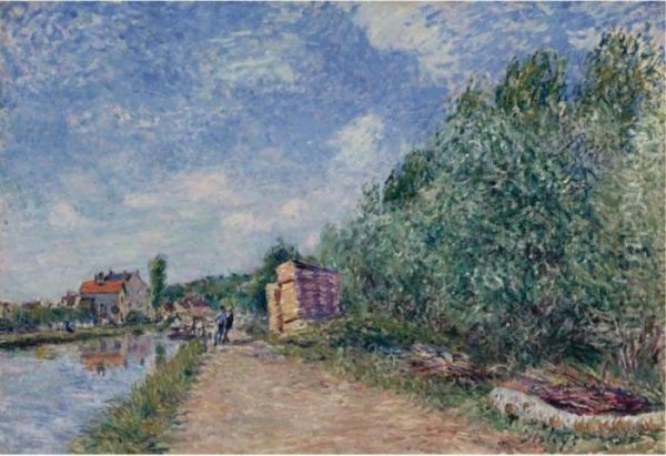 Canal Du Loing-chemin De Halage Oil Painting by Alfred Sisley