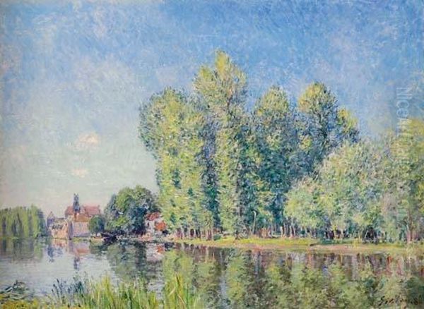 Le Loing A Moret Oil Painting by Alfred Sisley