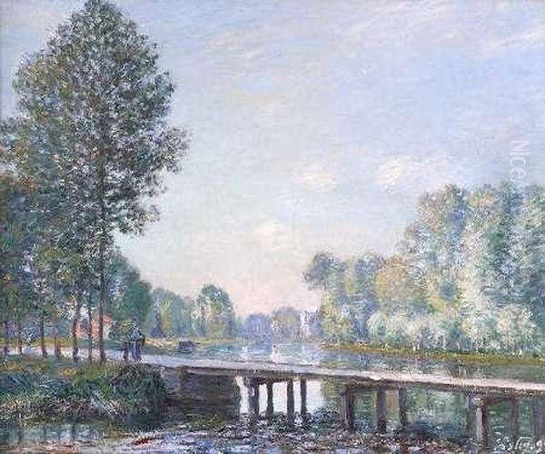 La Passerelle - Matinee De Septembre Oil Painting by Alfred Sisley