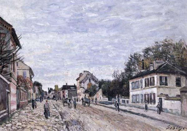 Scene De Rue A Marly Oil Painting by Alfred Sisley