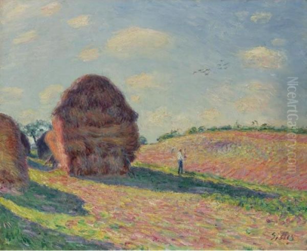 Les Meules Oil Painting by Alfred Sisley