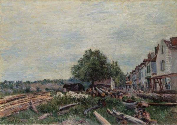 Chantier A Saint-mammes Oil Painting by Alfred Sisley