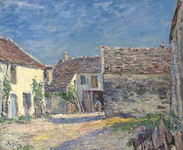 Cour De Ferme Pres De Moret - Soleil De Juillet Oil Painting by Alfred Sisley