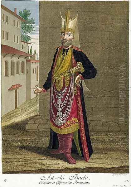 Ast-chi-Bachi, Cook and Officer of the Janissaries, 18th century Oil Painting by Gerard Jean Baptiste Scotin