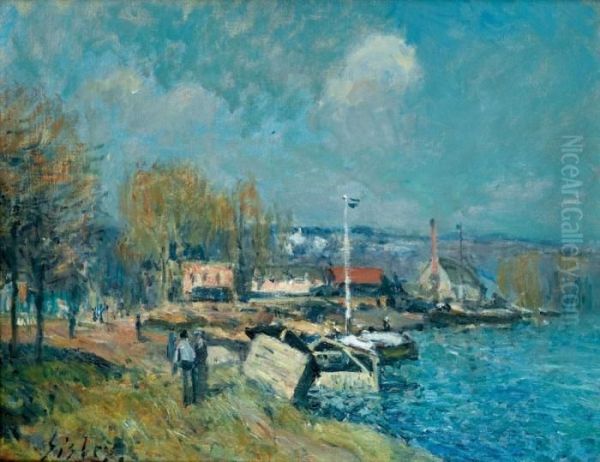 La Seine A Port-marly Oil Painting by Alfred Sisley