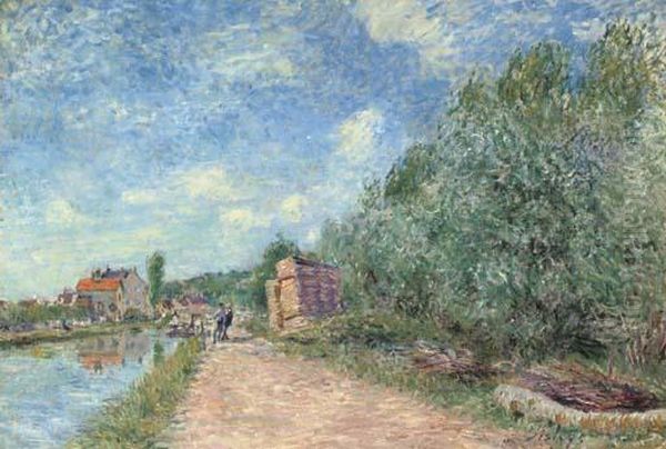 Canal Du Loing - Chemin De Halage Oil Painting by Alfred Sisley