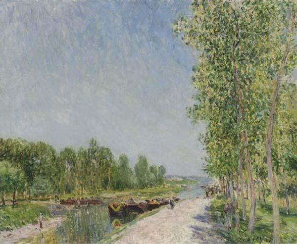 Sur Le Bord Du Canal Du Loing Oil Painting by Alfred Sisley