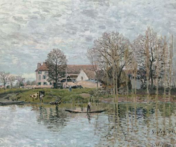 Bords De Seine A Port-marly Oil Painting by Alfred Sisley