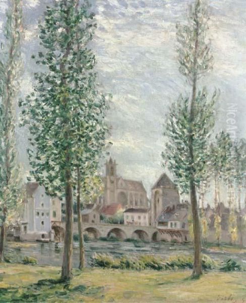 Vue De Moret-sur-loing A Travers Les Arbres Oil Painting by Alfred Sisley