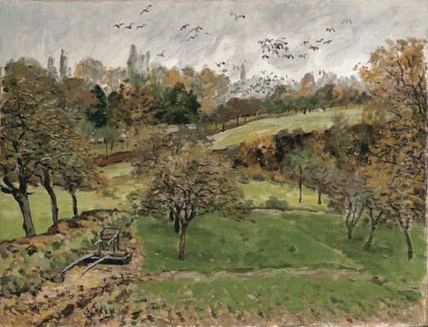 Paysage D'automne A Louveciennes Oil Painting by Alfred Sisley