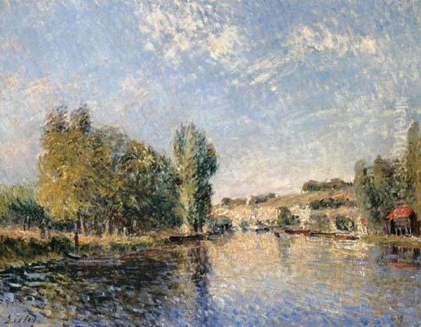 Le Loing A Moret Oil Painting by Alfred Sisley