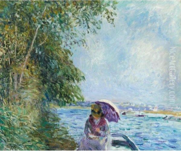 En Canot A Veneux - Apres-midi De Septembre Oil Painting by Alfred Sisley