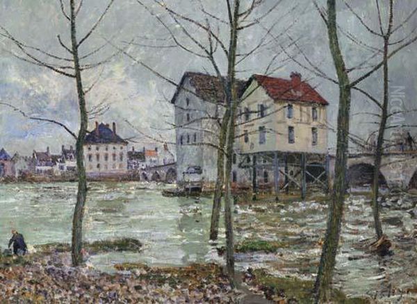 Les Moulins De Moret--hiver Oil Painting by Alfred Sisley