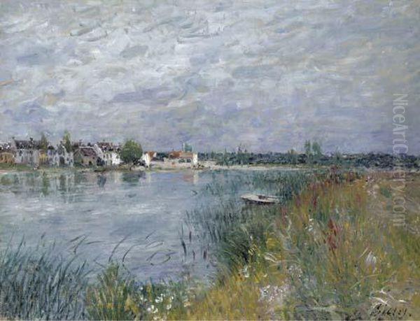 La Berge A Saint-mammes Oil Painting by Alfred Sisley