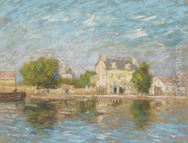 Bords De Seine A Saint Mammes Oil Painting by Alfred Sisley