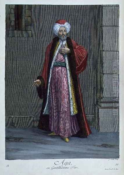 Aga, or Turkish gentleman, 18th century Oil Painting by Gerard Jean Baptiste Scotin